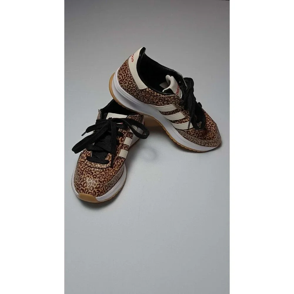 Adidas Womens Run 70s 2.0 Beige/Off-White/Black Leopard Print Shoes 7.5 JR0658